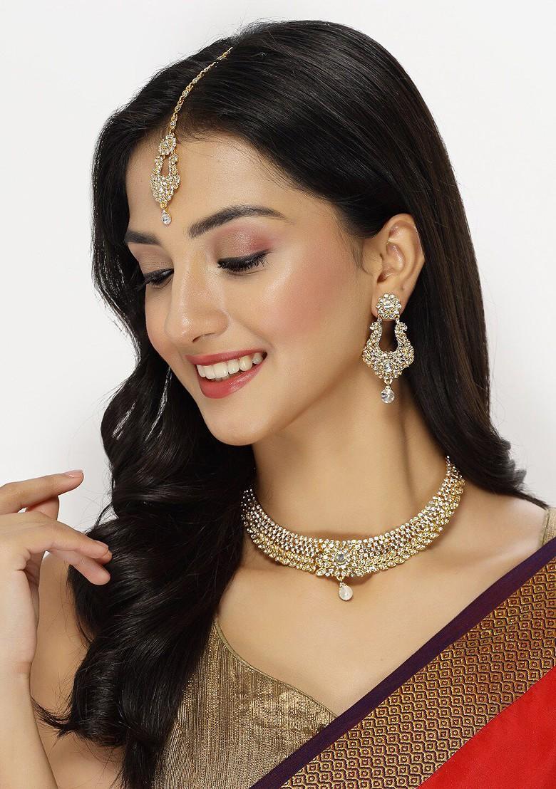 Gold Beaded Gold Plated Necklace Set