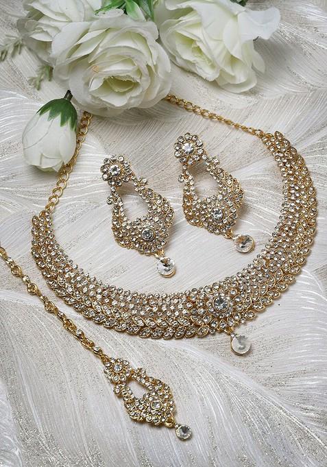 Gold Beaded Gold Plated Necklace Set