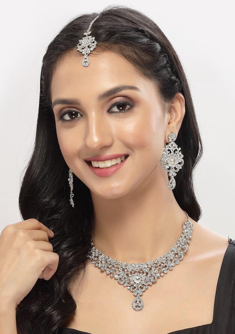 Silver Beaded Silver Plated Necklace Set