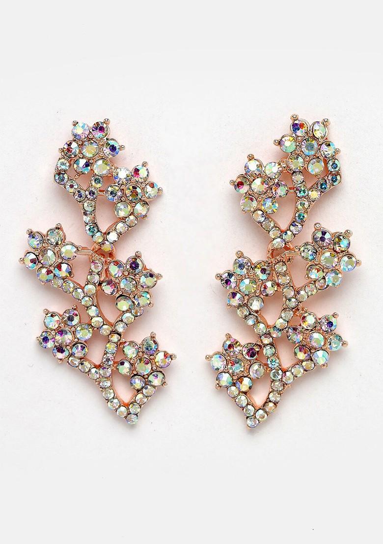 Rose Gold Stone Studded Gold Plated Necklace Set