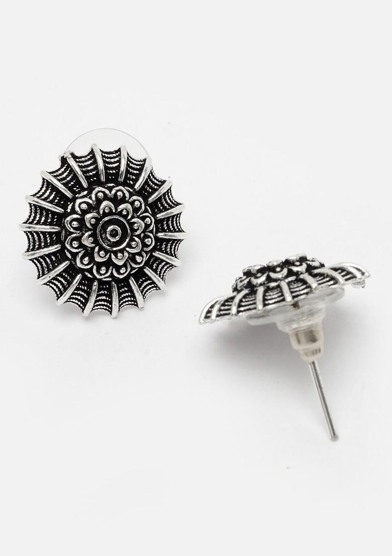 Silver Beaded Oxidised Necklace Set