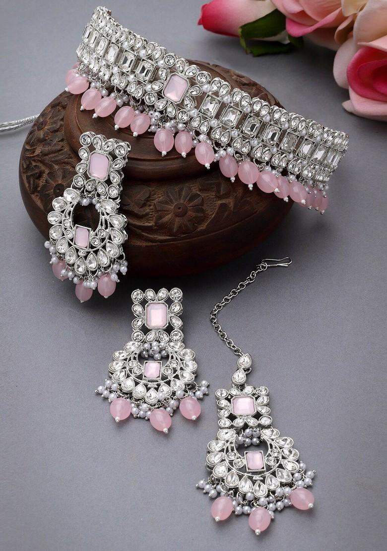 Silver Beaded Silver Plated Necklace Set