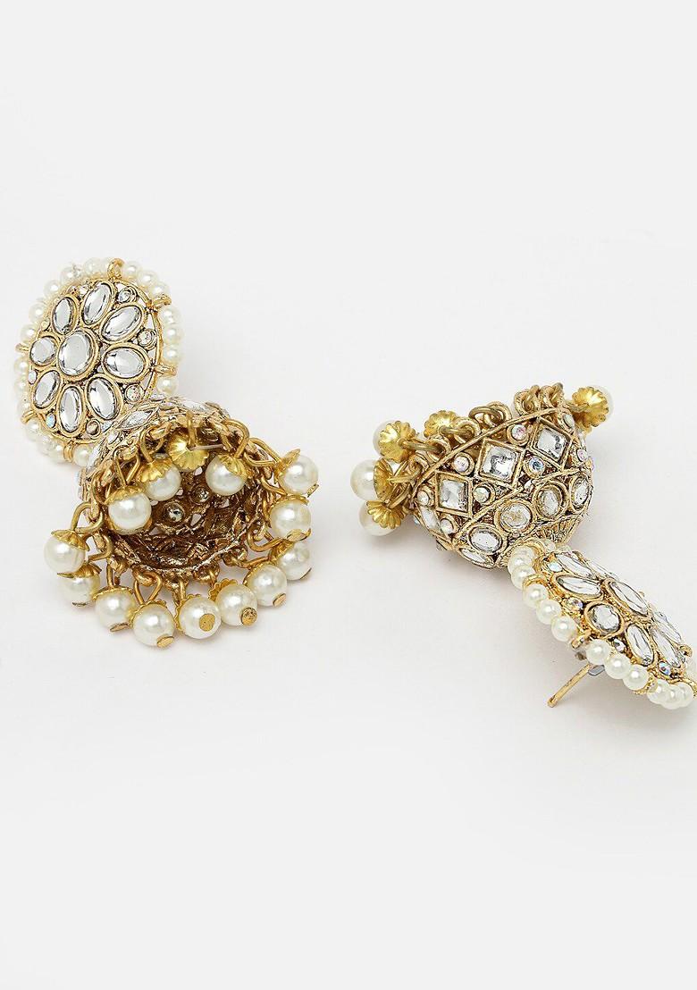 Gold Stone Studded Gold Plated Necklace Set