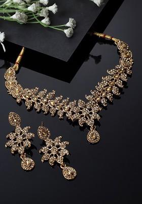 Gold Beaded Gold Plated Necklace Set