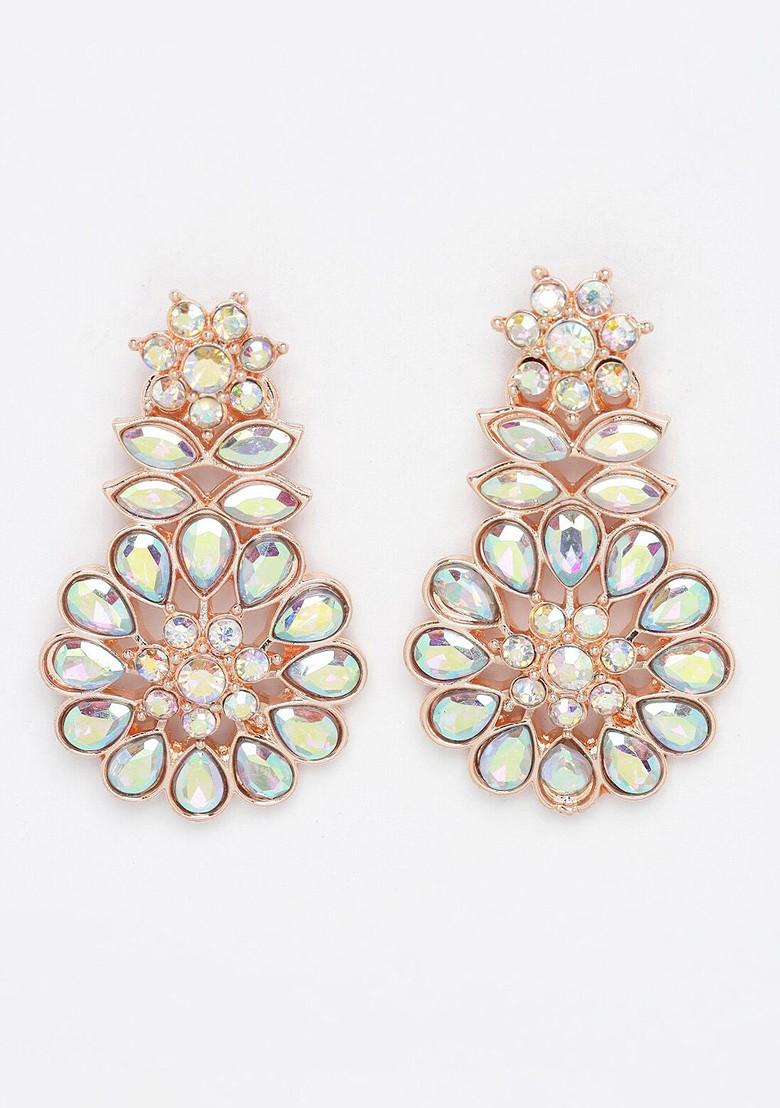 Rose Gold Stone Studded Gold Plated Necklace Set