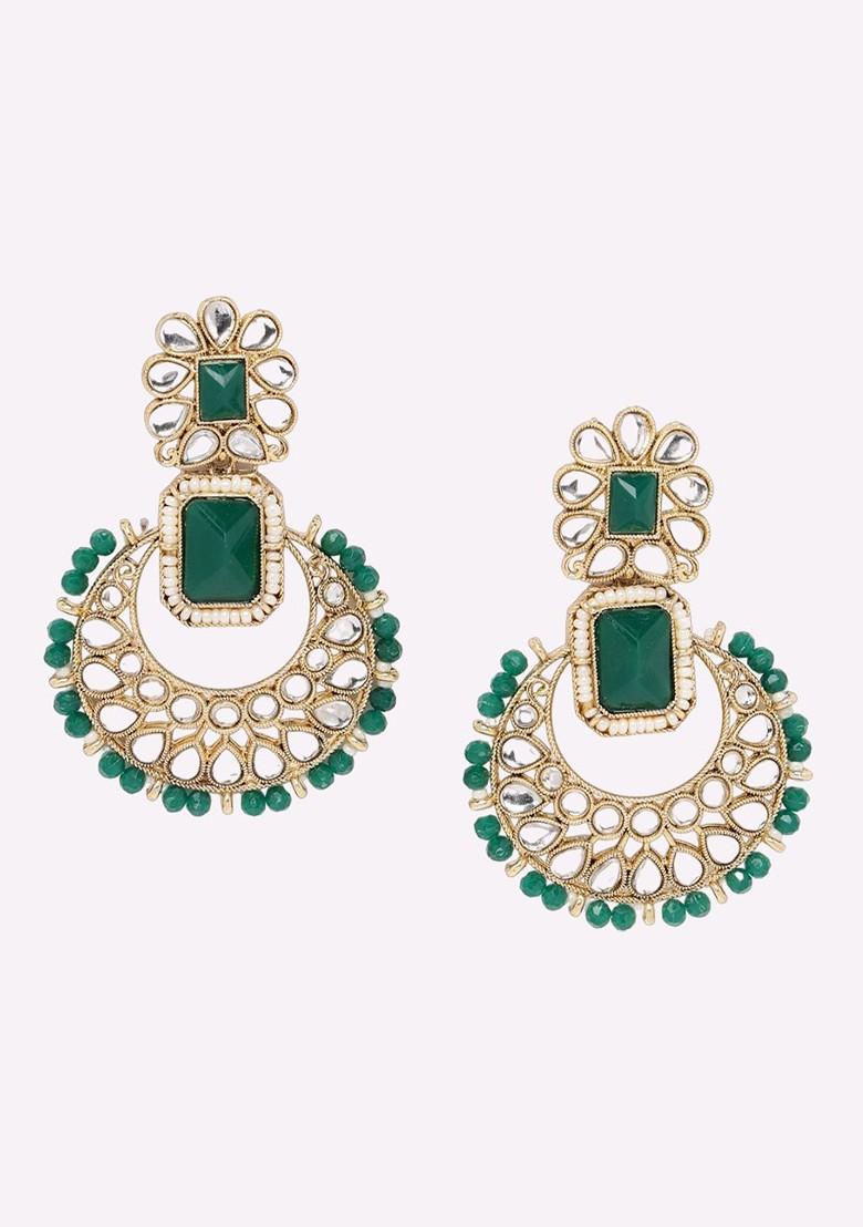 Green Beaded Gold Plated Necklace Set