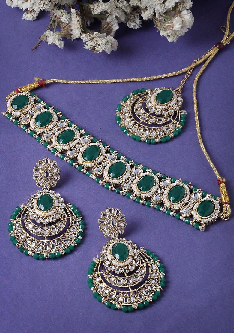 Gold Beaded Gold Plated Necklace Set