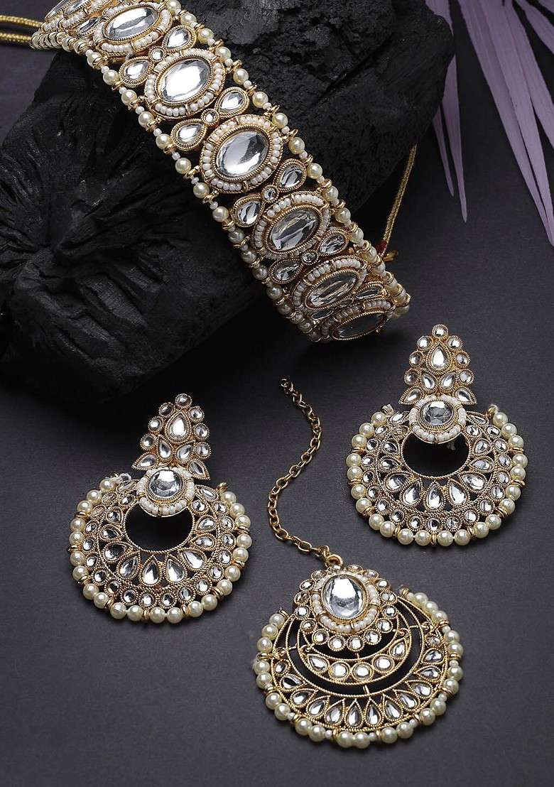 Gold Beaded Gold Plated Necklace Set - Indya