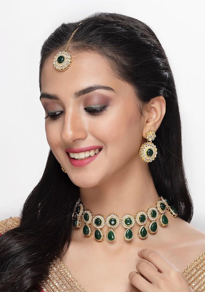 Gold Beaded Gold Plated Necklace Set