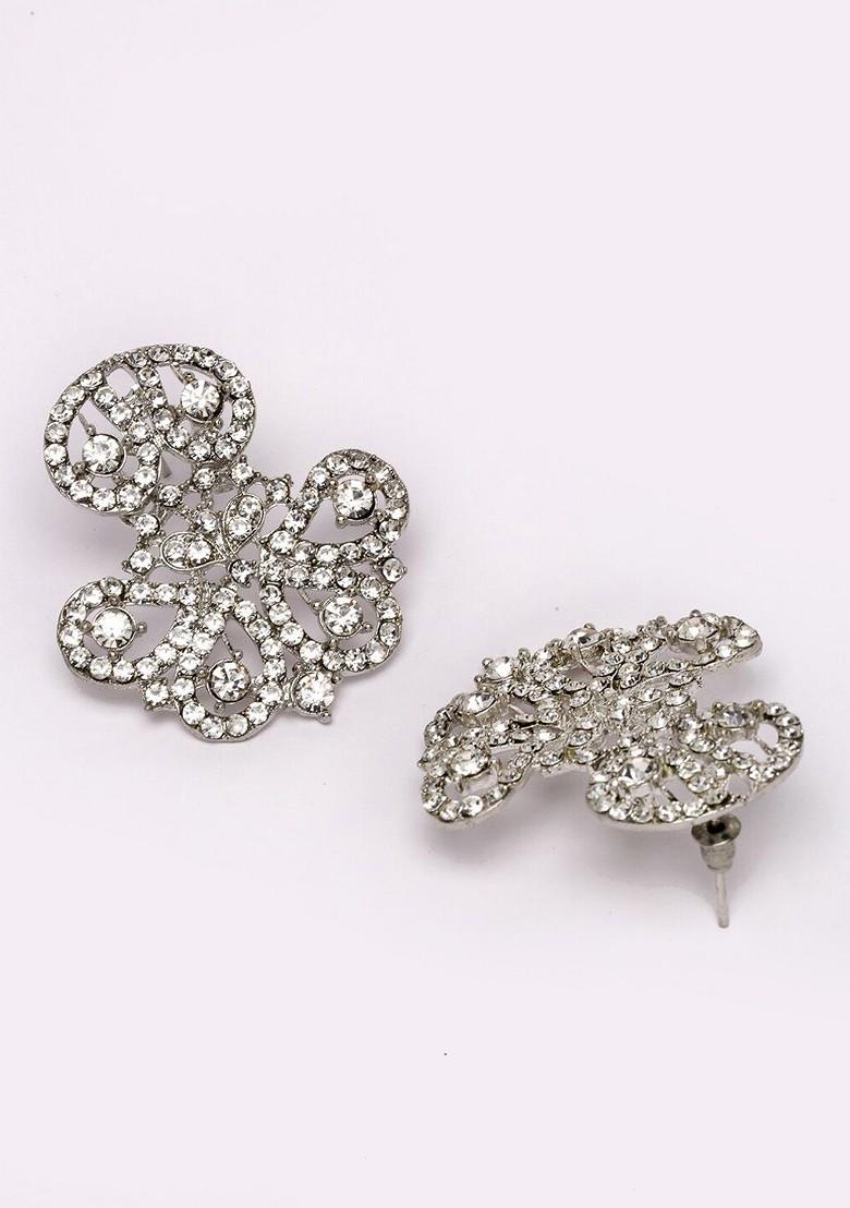 Silver Beaded Rhodium Plated Necklace Set