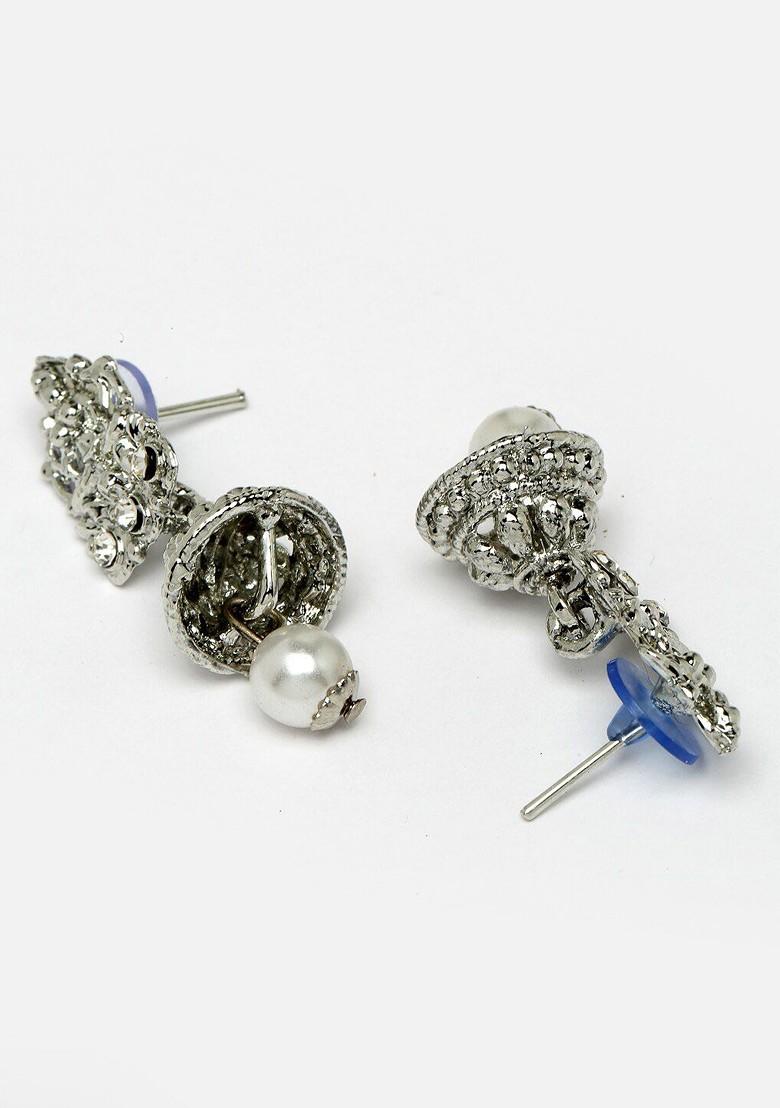 Silver Beaded Rhodium Plated Necklace Set