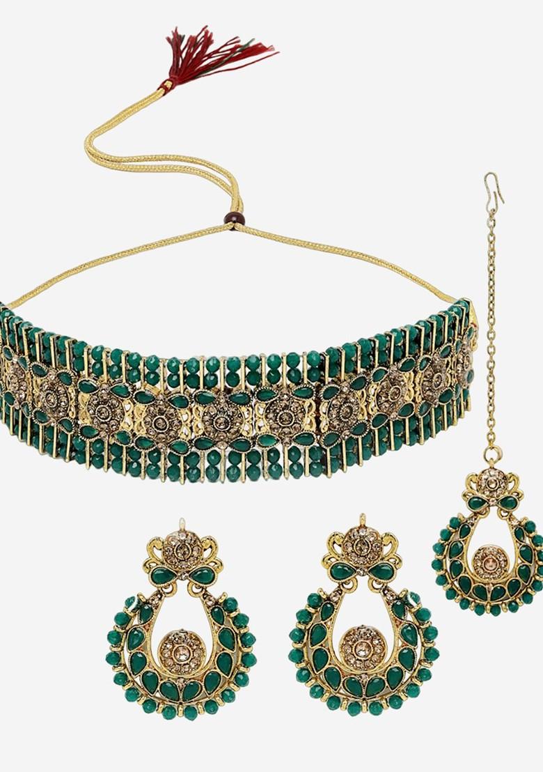 Gold Beaded Gold Plated Necklace Set