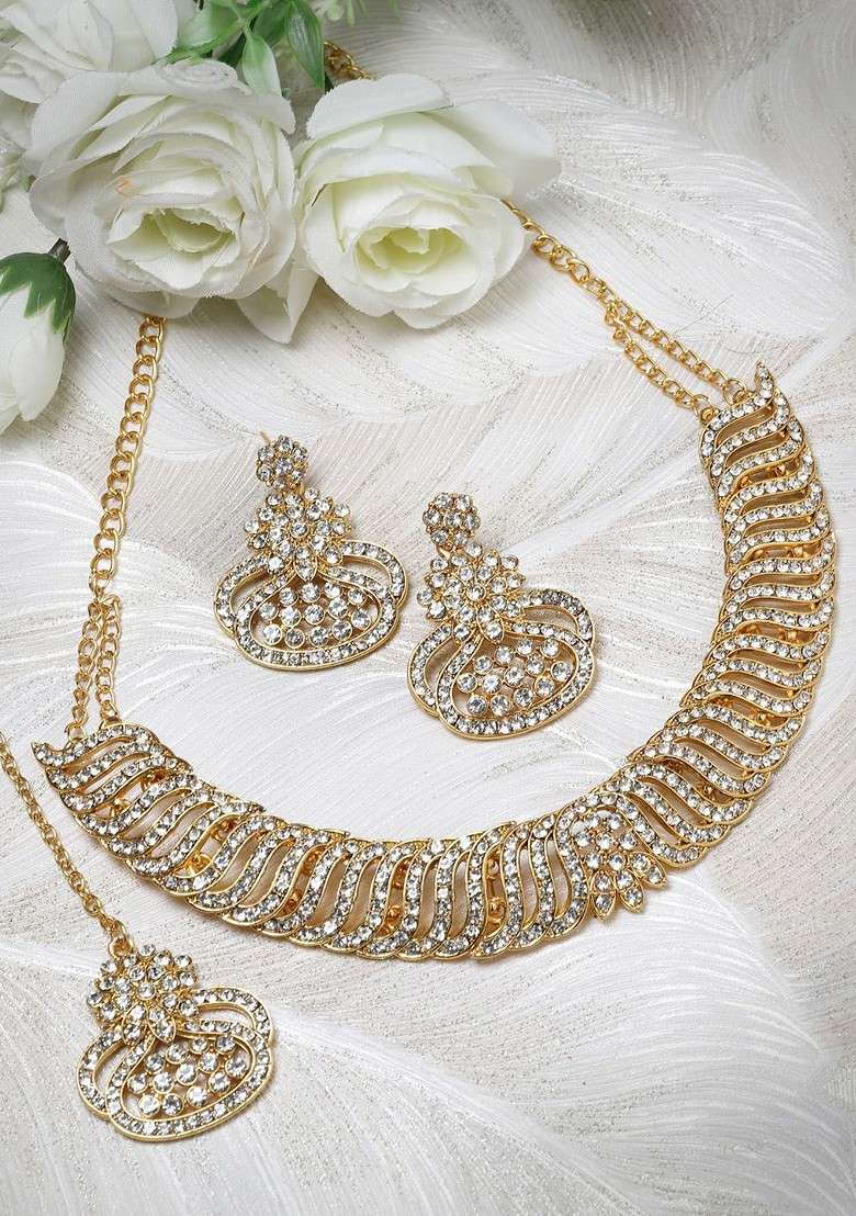 Gold Beaded Gold Plated Necklace Set - Indya