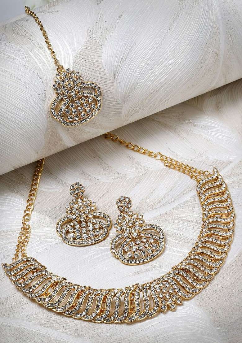 Gold Beaded Gold Plated Necklace Set - Indya