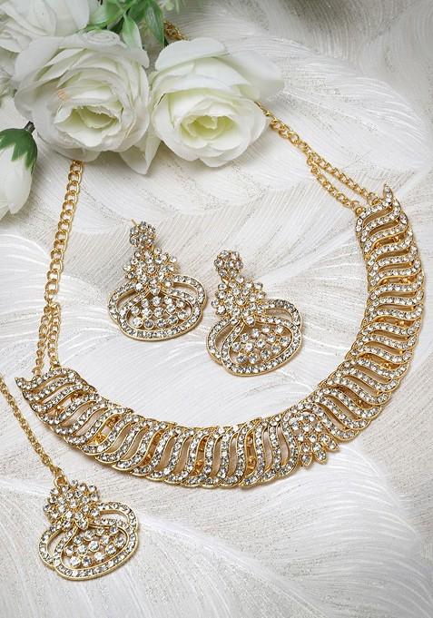 Gold Beaded Gold Plated Necklace Set