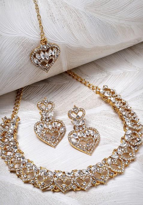 Gold Beaded Gold Plated Necklace Set