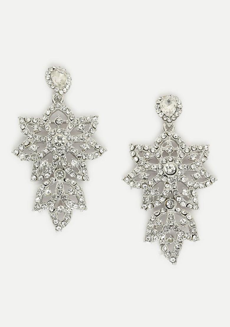 Silver Beaded Rhodium Plated Necklace Set