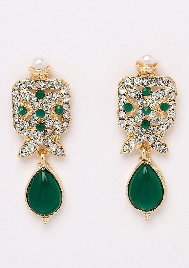 Green Beaded Gold Plated Necklace Set