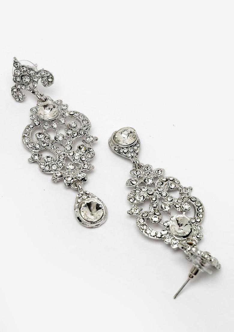 Silver Beaded Rhodium Plated Necklace Set