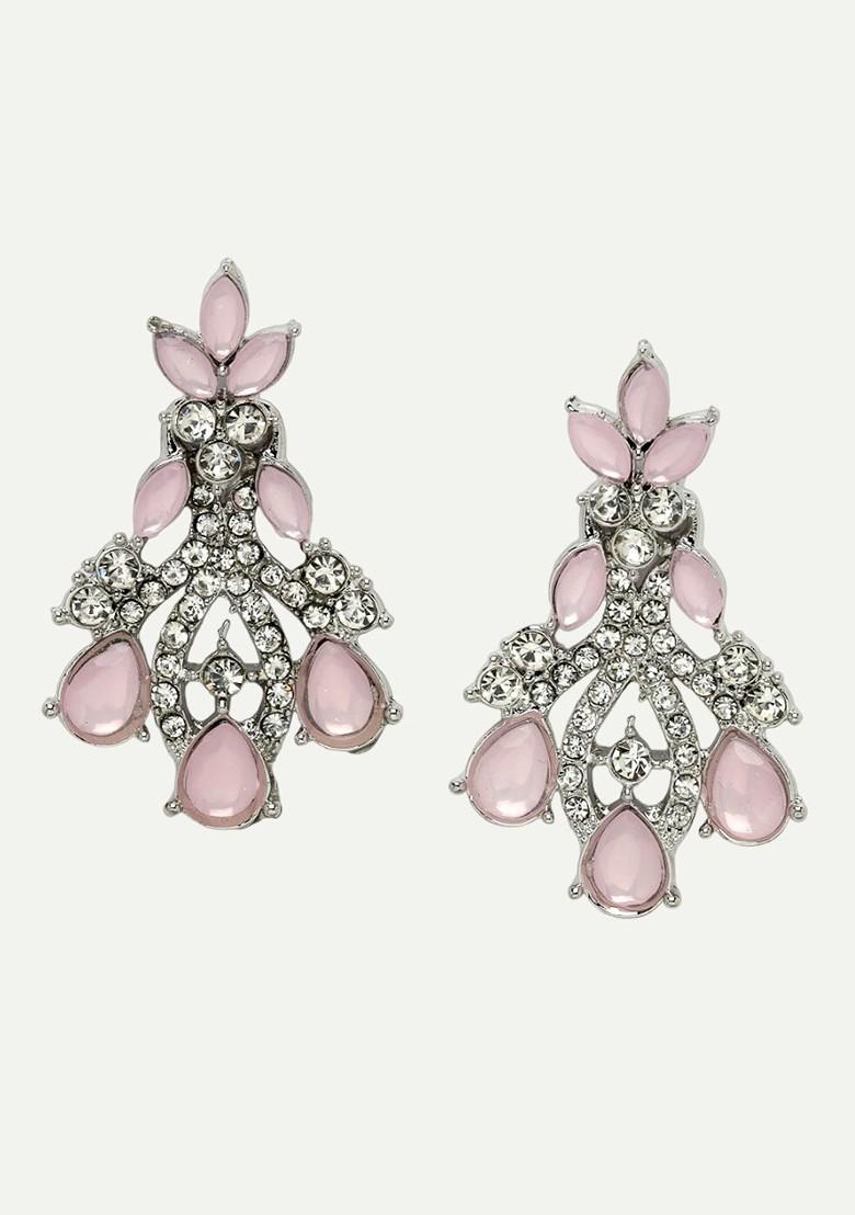 Silver Diamond Studded Rhodium Plated Necklace Set