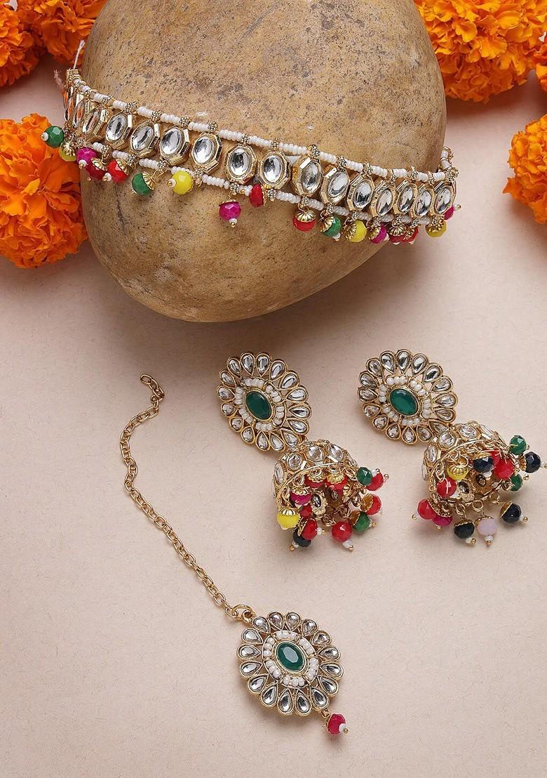Gold Kundan Studded Gold Plated Necklace Set