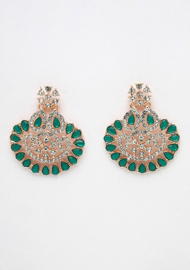 Green Beaded Gold Plated Necklace Set