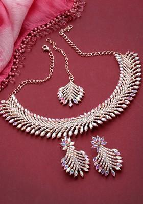Rose Gold Beaded Gold Plated Necklace Set