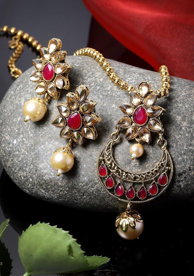 Gold Beaded Gold Plated Necklace Set