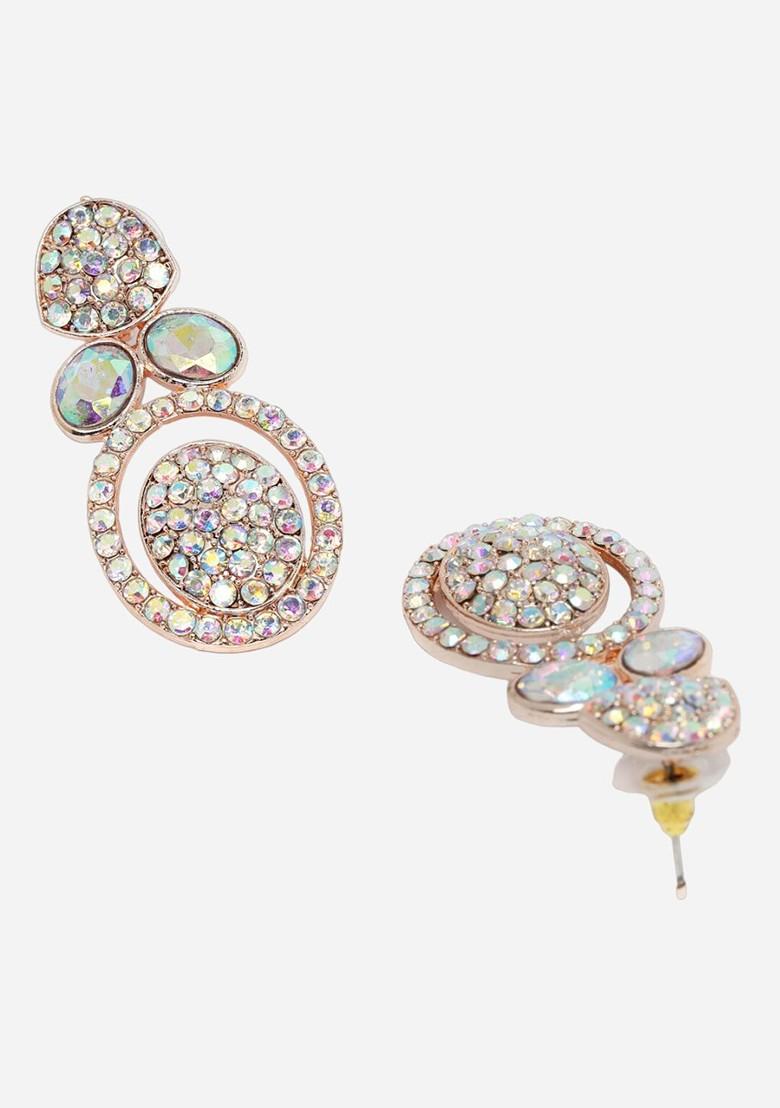 Rose Gold Stone Studded Gold Plated Necklace Set