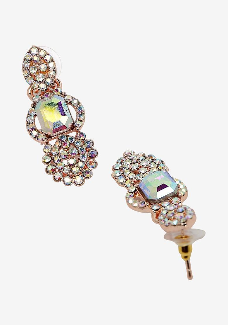 Rose Gold Stone Studded Gold Plated Necklace Set