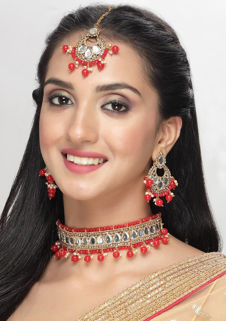Gold Beaded Gold Plated Necklace Set