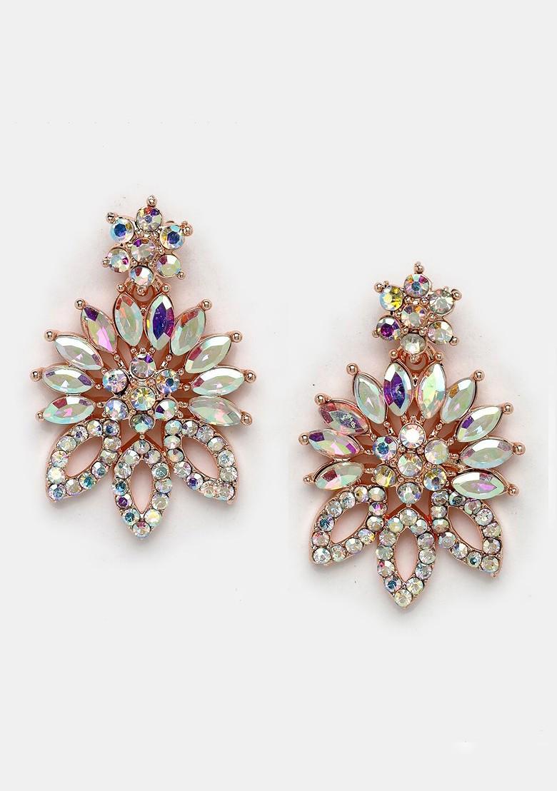 Rose Gold Stone Studded Gold Plated Necklace Set