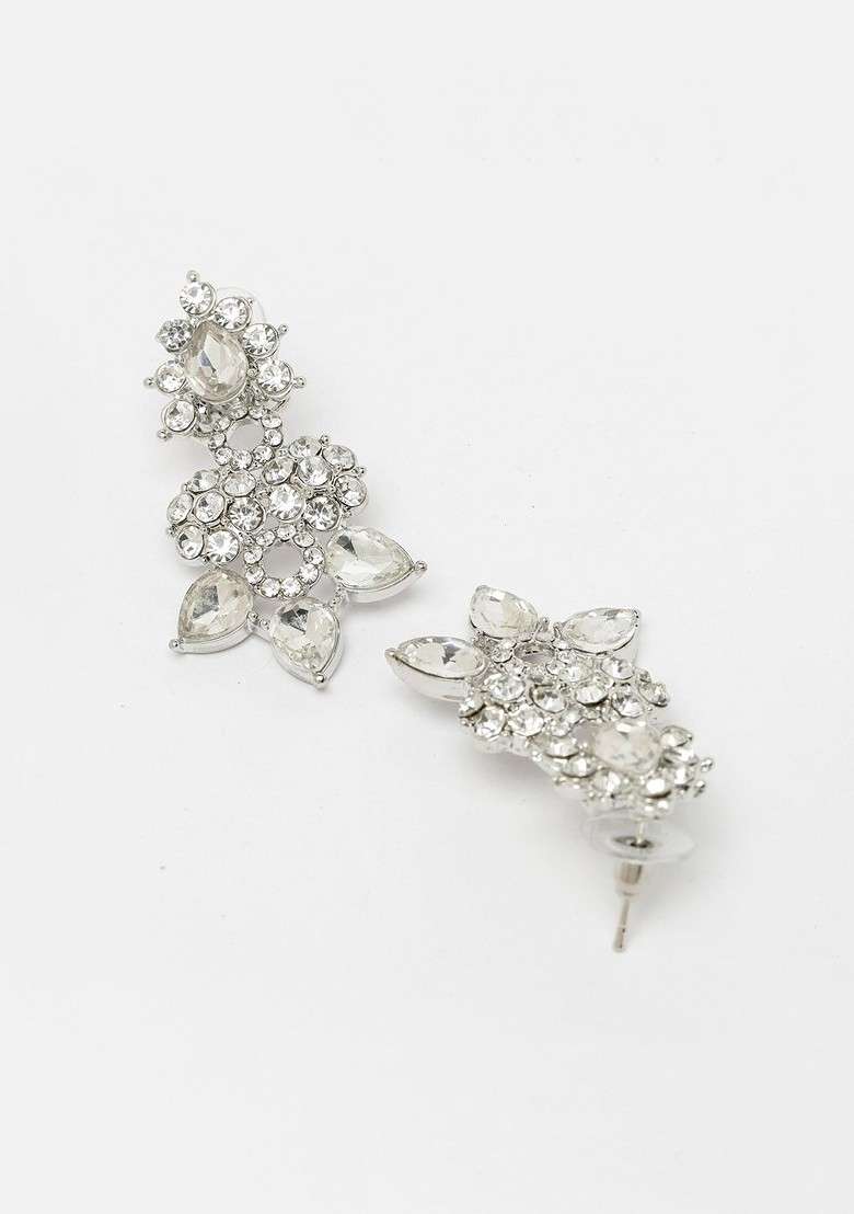 Silver Beaded Rhodium Plated Necklace Set - Indya