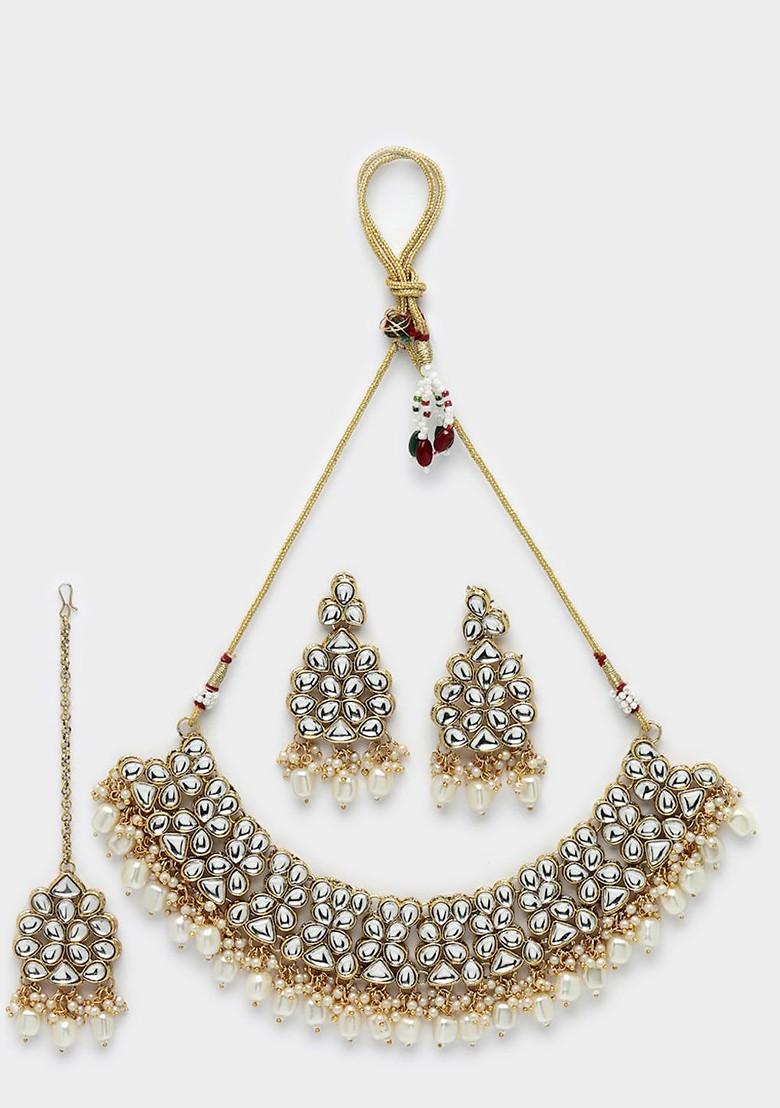 Gold Beaded Gold Plated Necklace Set