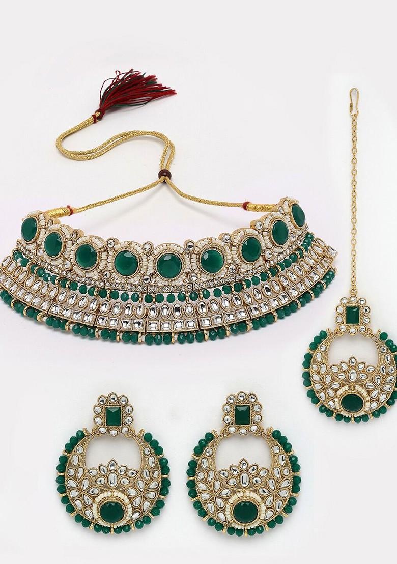 Gold Beaded Gold Plated Necklace Set