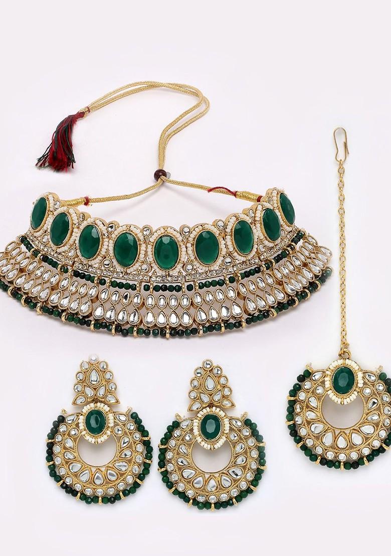 Gold Beaded Gold Plated Necklace Set