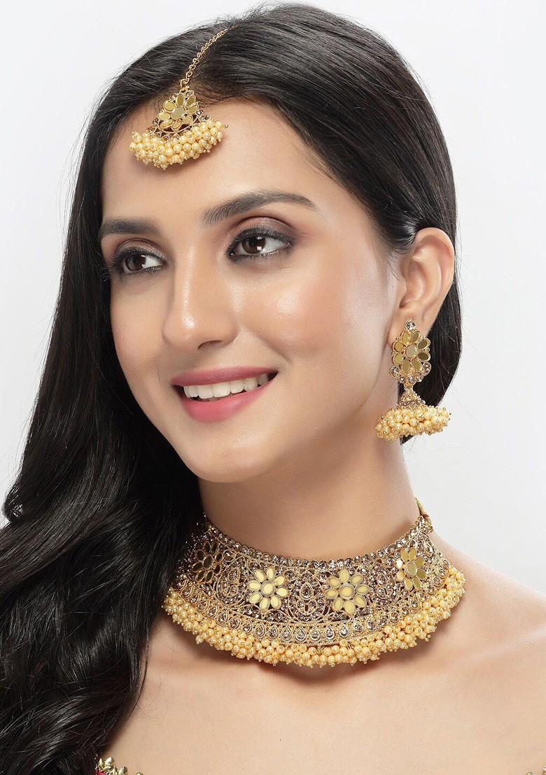 Gold Beaded Gold Plated Necklace Set