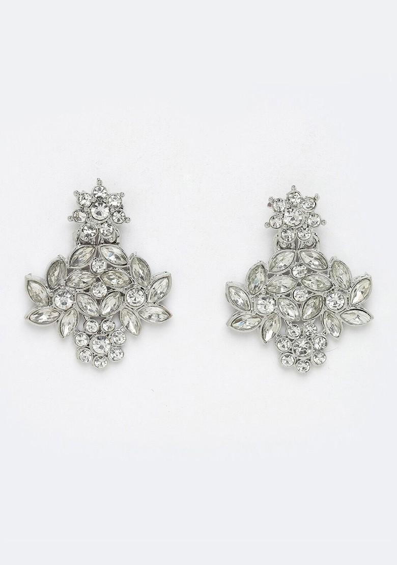 Silver Beaded Rhodium Plated Necklace Set