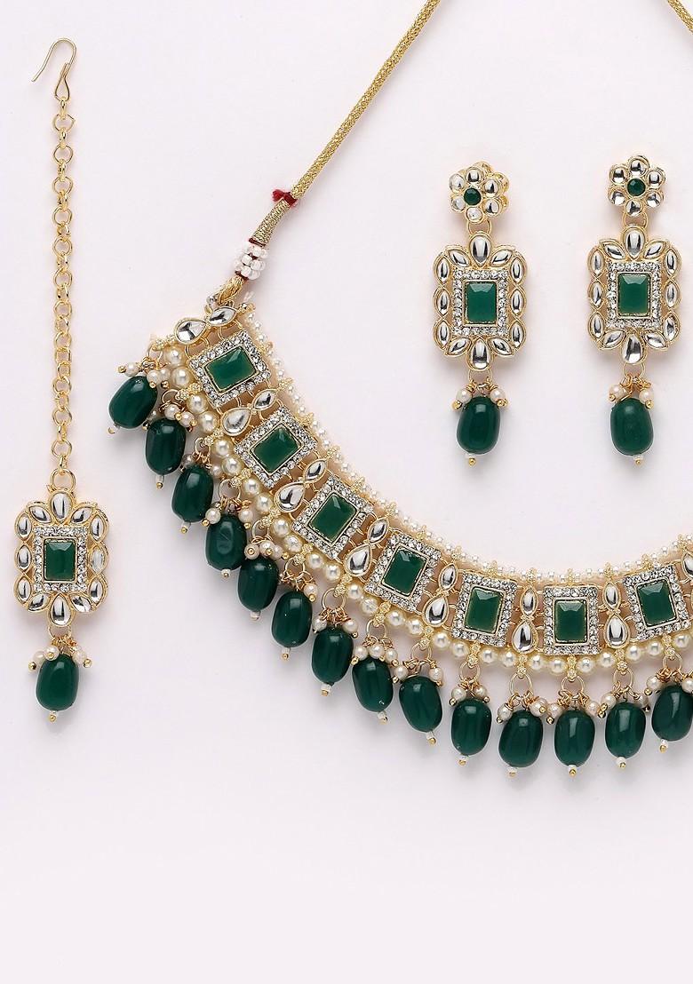 Gold Beaded Gold Plated Necklace Set