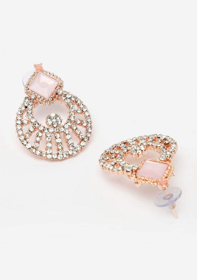 Rose Gold Diamond Studded Gold Plated Necklace Set