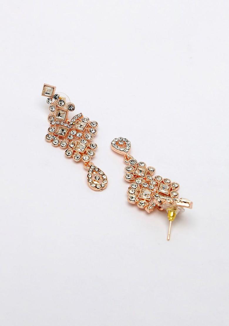 Rose Gold Stone Studded Gold Plated Necklace Set