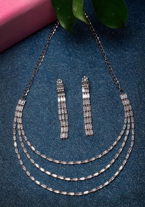 Rose Gold Beaded Gold Plated Necklace Set