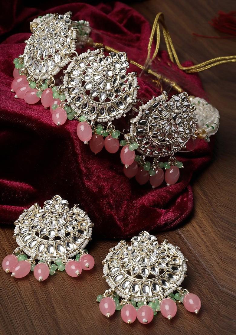 Gold Beaded Gold Plated Necklace Set