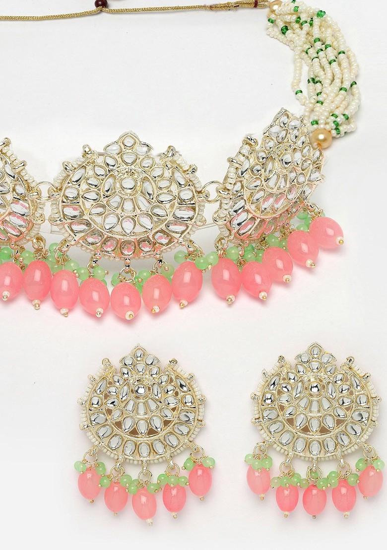 Gold Beaded Gold Plated Necklace Set
