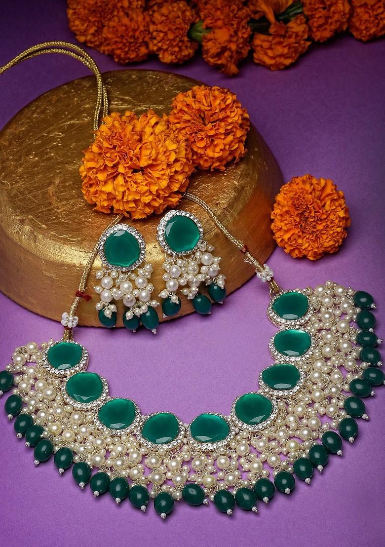 Gold Beaded Gold Plated Necklace Set