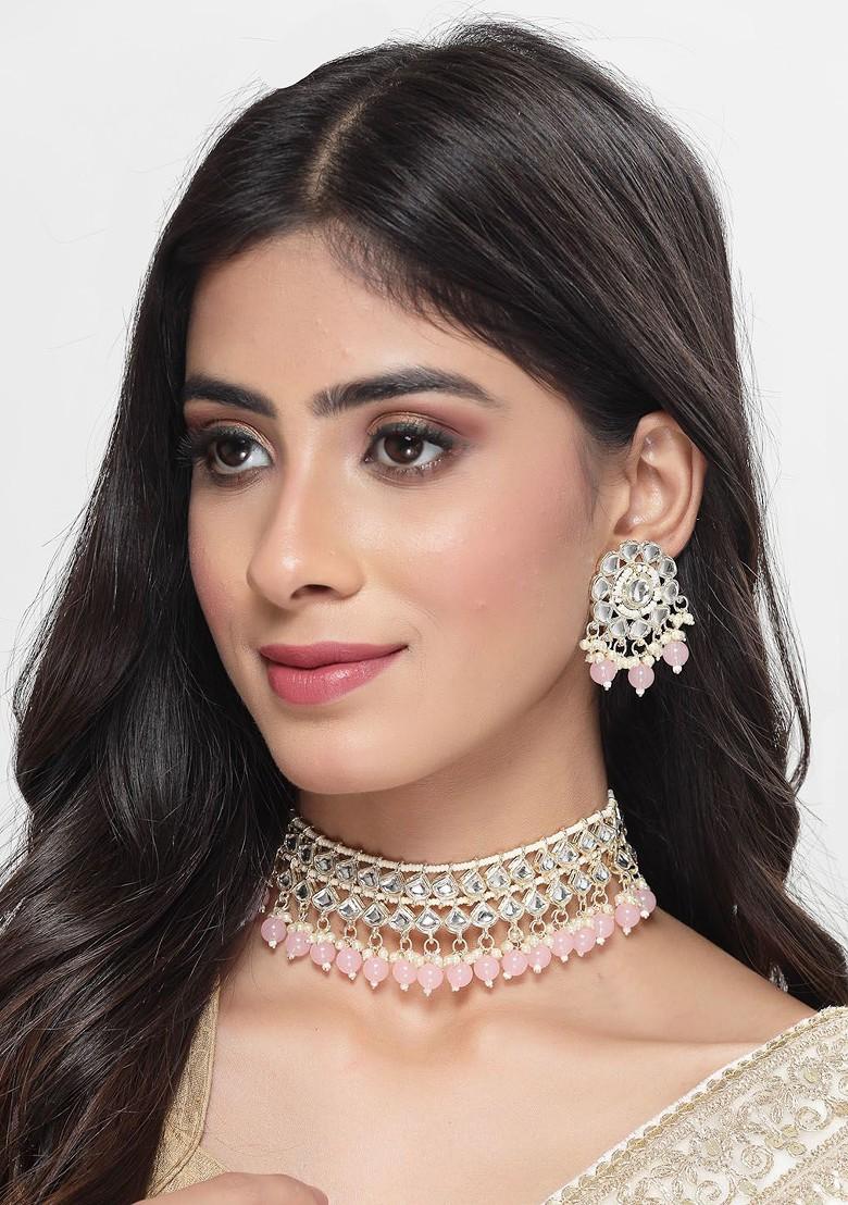 Gold Beaded Gold Plated Necklace Set