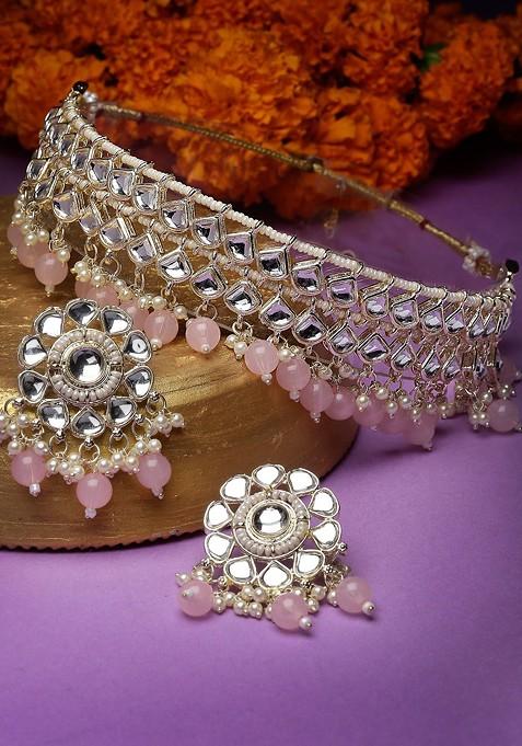 Gold Beaded Gold Plated Necklace Set