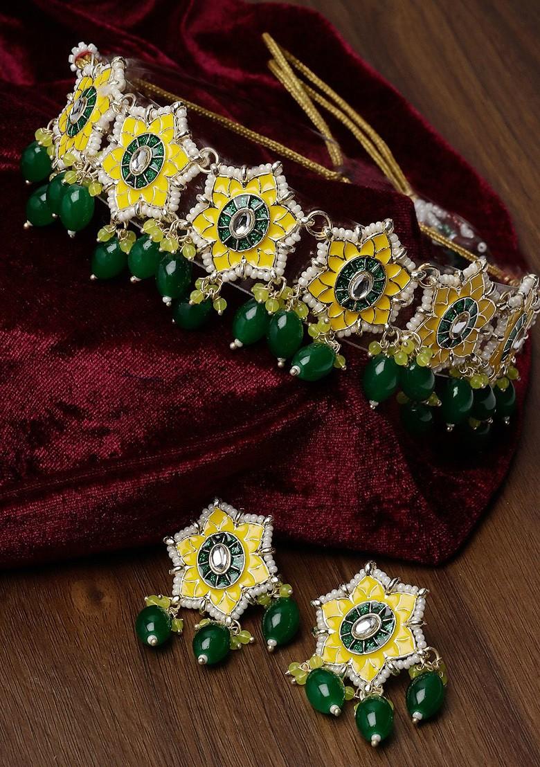 Gold Beaded Gold Plated Necklace Set