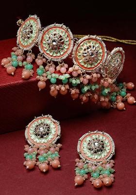 Gold Beaded Gold Plated Necklace Set