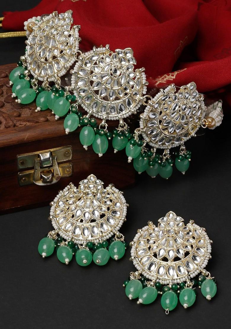 Gold Stone Studded Gold Plated Necklace Set